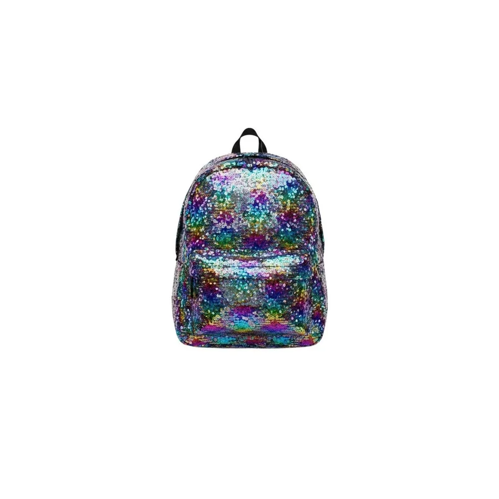 rue21 Backpack Girls OS Multicolor New Rainbow Flip Sequin Sparkle Bookbag